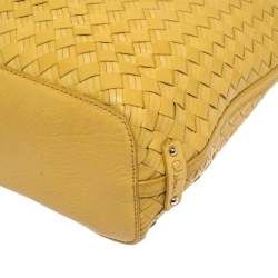 Pre Owned Cole Haan Yellow Leather Heritage Weave Hobo