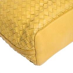 Pre Owned Cole Haan Yellow Leather Heritage Weave Hobo