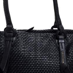 Cole Haan Black Woven Leather Medium Bethany Tote 