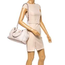 Pre Owned Cole Haan Powder Pink Leather Double Zip Tote