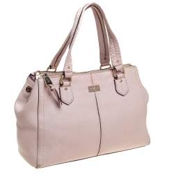 Pre Owned Cole Haan Powder Pink Leather Double Zip Tote
