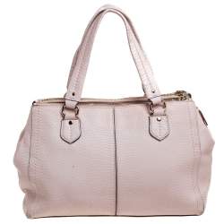 Pre Owned Cole Haan Powder Pink Leather Double Zip Tote