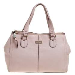 Pre Owned Cole Haan Powder Pink Leather Double Zip Tote