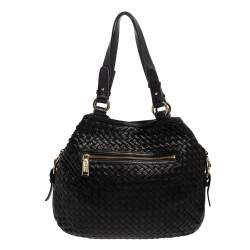 Pre Owned Cole Haan Black Woven Leather Tote