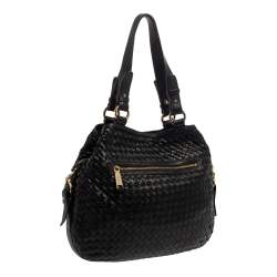 Pre Owned Cole Haan Black Woven Leather Tote