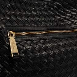 Pre Owned Cole Haan Black Woven Leather Tote