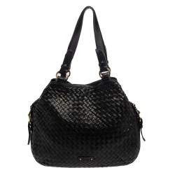 Pre Owned Cole Haan Black Woven Leather Tote