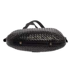 Pre Owned Cole Haan Black Woven Leather Tote