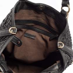 Pre Owned Cole Haan Black Woven Leather Tote