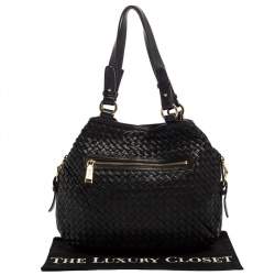 Pre Owned Cole Haan Black Woven Leather Tote