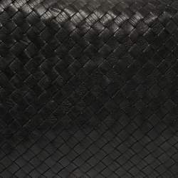 Pre Owned Cole Haan Black Woven Leather Flap Shoulder Bag