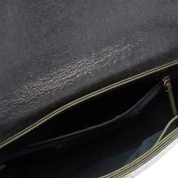 Pre Owned Cole Haan Green/Black Leather and Croc Embossed Leather Flap Shoulder Bag