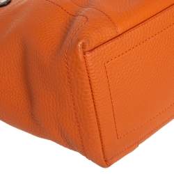 Pre Owned Cole Haan Orange/Brown Leather Parker Top Zip Shopper Tote