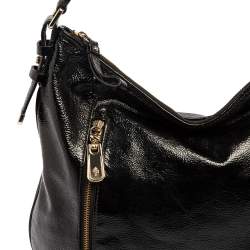 Pre Owned Cole Haan Black Textured Patent Leather Hobo