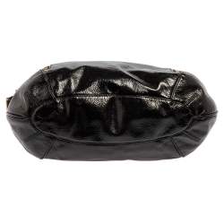 Pre Owned Cole Haan Black Textured Patent Leather Hobo