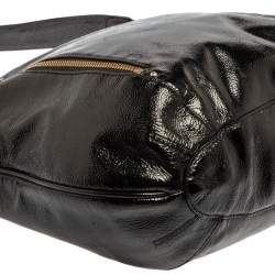 Pre Owned Cole Haan Black Textured Patent Leather Hobo