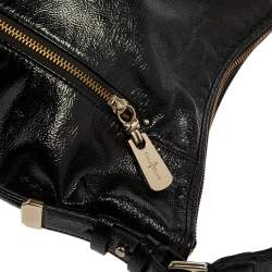 Pre Owned Cole Haan Black Textured Patent Leather Hobo