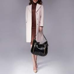 Pre Owned Cole Haan Black Textured Patent Leather Hobo