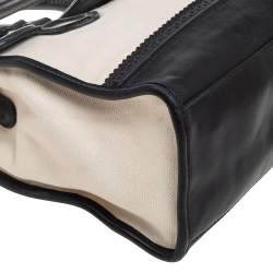 Cole Haan Cream/Black Canvas And Wingtip Leather Flap Brooke Tote 