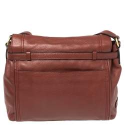 Pre Owned Cole Haan Brown Pebbled Leather Flap Tassel Shoulder Bag