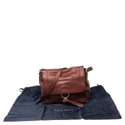 Pre Owned Cole Haan Brown Pebbled Leather Flap Tassel Shoulder Bag