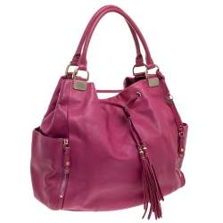 Cole Haan Pink Leather Drawstring Tassel Hobo