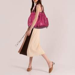 Cole Haan Pink Leather Drawstring Tassel Hobo