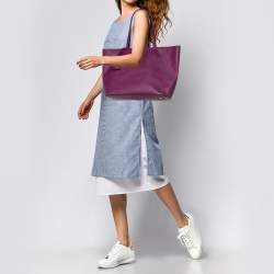 Pre Owned Cole Haan Purple Leather Tote