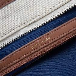 Cole Haan Beige/Brown Canvas And Leather Tote