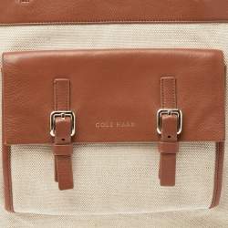 Cole Haan Beige/Brown Canvas And Leather Tote