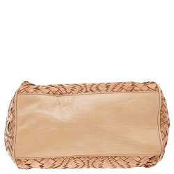 Pre Owned Cole Haan Beige Woven Leather Satchel