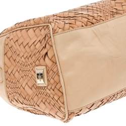 Pre Owned Cole Haan Beige Woven Leather Satchel