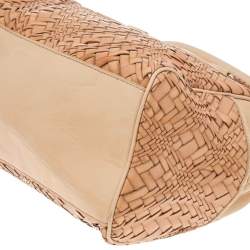 Pre Owned Cole Haan Beige Woven Leather Satchel
