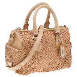 Pre Owned Cole Haan Beige Woven Leather Satchel