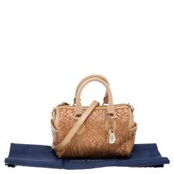Pre Owned Cole Haan Beige Woven Leather Satchel