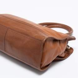 Pre Owned Cole Haan Brown Leather Vintage Valise Novelty Kendra Tote