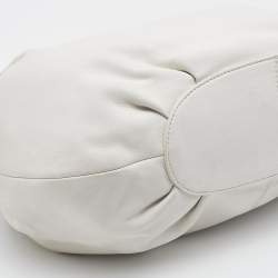 Pre Owned Cole Haan White Leather Drawstring Bucket Bag   