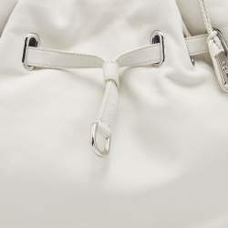 Pre Owned Cole Haan White Leather Drawstring Bucket Bag   
