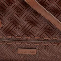 Cole Haan Brown Woven Leather Tassel Crossbody Bag