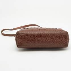 Cole Haan Brown Woven Leather Tassel Crossbody Bag