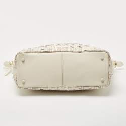 Pre Owned Cole Haan Ivory Woven Leather Satchel