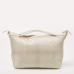Pre Owned Cole Haan Ivory Woven Leather Satchel