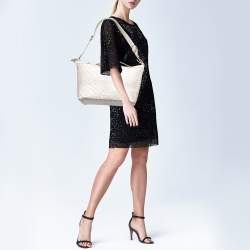 Pre Owned Cole Haan Ivory Woven Leather Satchel