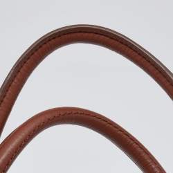 Pre Owned Cole Haan White/Brown Leather Reiley Tassel Tote