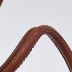 Pre Owned Cole Haan White/Brown Leather Reiley Tassel Tote