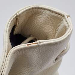 Pre Owned Cole Haan White/Brown Leather Reiley Tassel Tote