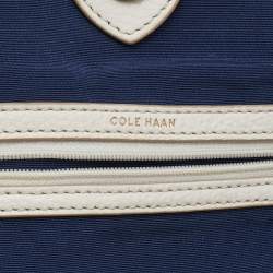 Pre Owned Cole Haan White/Brown Leather Reiley Tassel Tote