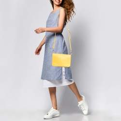 Cole Haan Yellow Leather Flap Crossbody Bag 