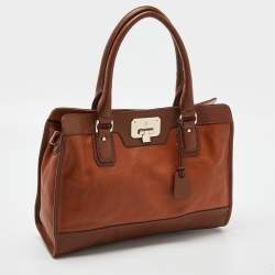 Pre Owned Cole Haan Brown Leather Vintage Valise Novelty Kendra Tote