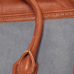 Cole Haan Blue/Tan Denim and Leather Flap Brooke Tote 